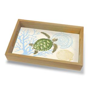 Coastal Wood Tray Small, Honu Voyage