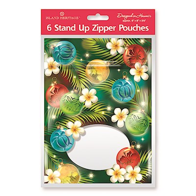 Stand-Up Zipper Pouch 6-pk, Ornaments of the Islands