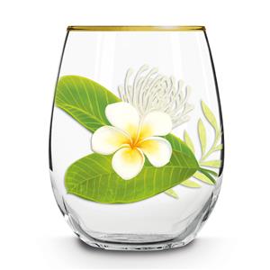 Stemless Wine Glass, Plumeria