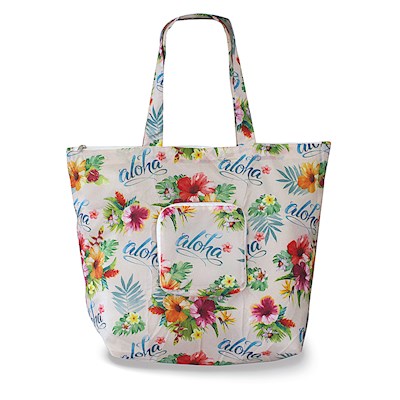 Deluxe Foldable Tote, Aloha Floral