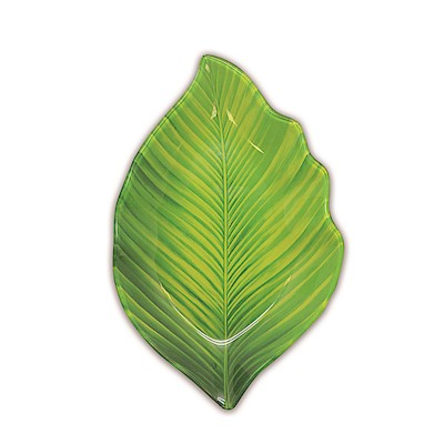 Decorative Glass 8" Dish, Palm Leaf