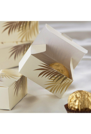 Palm Frond-Cream, Rectangle Favor Box