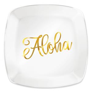 Glass Dessert Plate, Golden Aloha