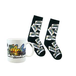 Island Aloha Men's Mug and Socks Cozy Set