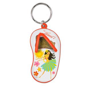 Acrylic Sand Slipper Keychain, Hula Maiden