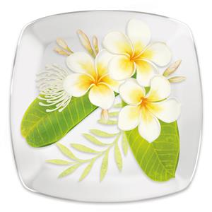 Glass Dessert Plate, Plumeria