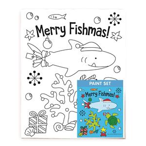 Christmas Canvas & Paint Set, Merry Fishmas