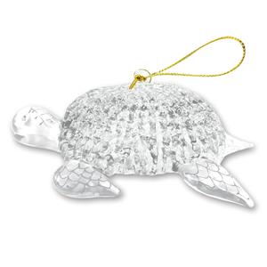 Glass Lace Ornament, Honu - Clear