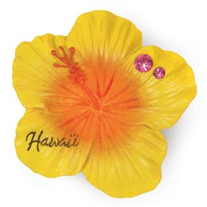 HP Polyresin Magnet, Hibiscus - Hawaii - Yellow