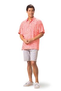 Ocean Waves Coral/Pink Kai Mens Classic Shirt (2X-Large)