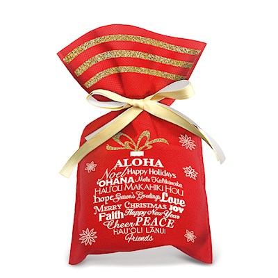 Drawstring Gift Bags 3-pk SM, Island Ornament