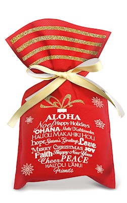 Drawstring Gift Bags 3-pk LG, Island Ornament