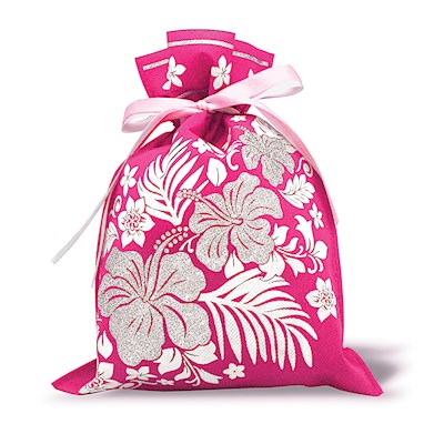 Drawstring Gift Bags SM 3-pk, Hibiscus Floral