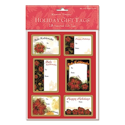 Adhesive Gift Tag 18-pk, Hibiscus Kalikimaka