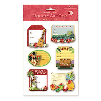 3D Adhesive Gift Tag 6-pk, Mele Hula