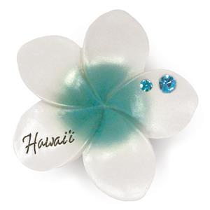 HP Polyresin Magnet, Plumeria - Hawaii - Blue