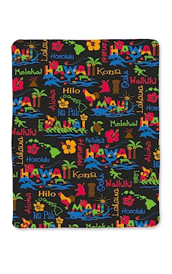 Travel Blanket with Strap, Hawaii Adevtures - Black