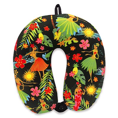 Travel Neck Pillow, Island Hula Honeys - Black