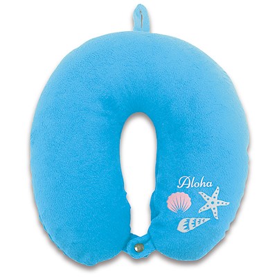 Travel Neck Pillow, Velvet - Seashells - Aloha