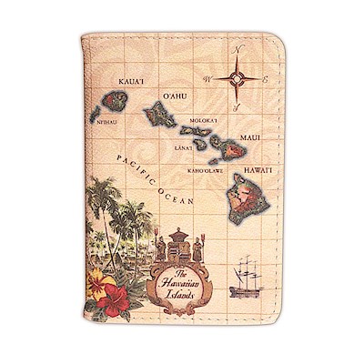 Passport Holder, Islands of Hawaii - Tan