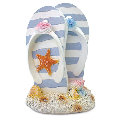 Coastal Polyresin Figurine, Lrg Slippers Light Blue