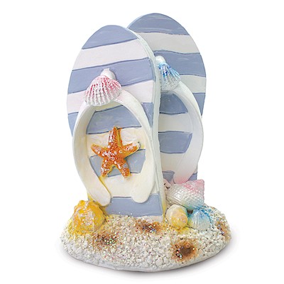 Coastal Polyresin Figurine, Small Slippers Light Blue