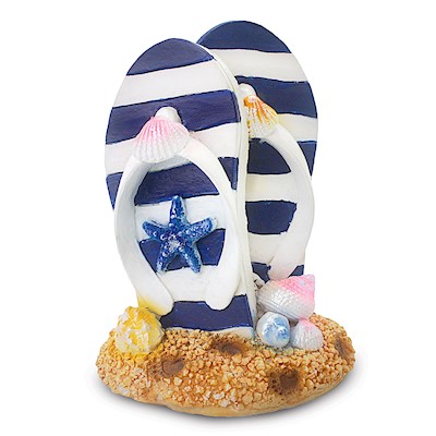 Coastal Polyresin Figurine, Small Slippers Dark Blue