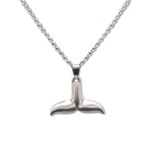 Charm Necklace, Whale Tail - Silver