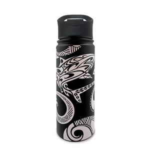 18.6 oz. Island Flask, Tribal Shark - Black