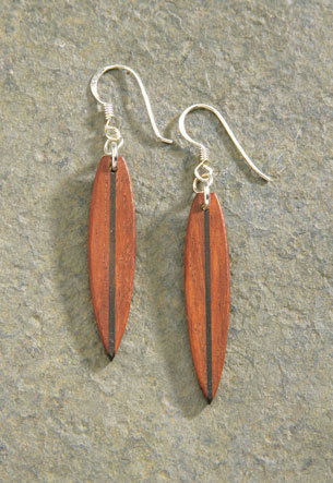 Wood Earrings 1-pr, Surfboard