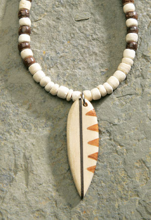 Wood Beaded Cord, Wood - Surfboard White