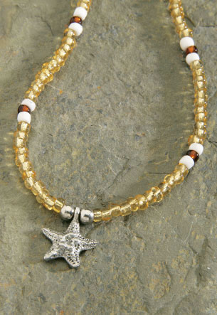 Colored Beads, Pewter - Starfish