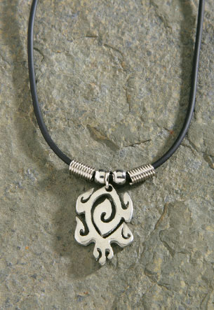 Rubber Cord, Pewter - Large Maori Turtle