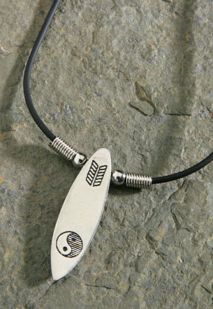 Rubber Cord, Pewter - Petite Yin Yang Surfboard