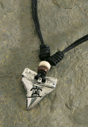 Double Strand Cord, Pewter Shark Tooth - Surfer