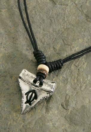 Double Strand Cord, Pewter Shark Tooth - Turtle
