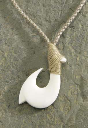 Twisted Cord, Bone - Wrapped Hook