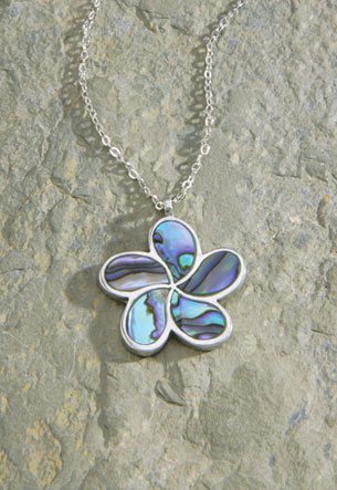 Silver Chain, Pewter/Paua - Plumeria