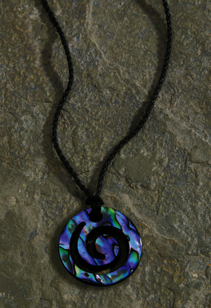 Adjustable Cord, Paua Carving - Small Koru