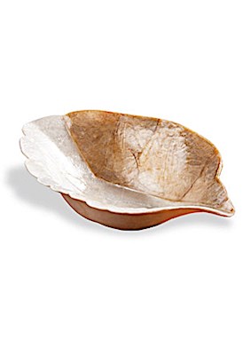 Natural/Gold Finish Leaf Bowl 7"