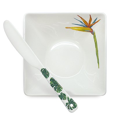 LRA Tropical Garden, Dip Bowl & Spreader