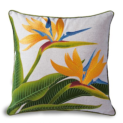 Cotton Linen 18x18 Pillow, Bird of Paradise