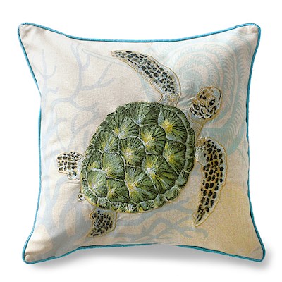 Cotton Linen 18x18 Pillow, Honu Voyage