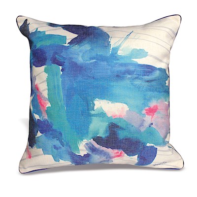 LRA Cotton Linen 18x18 Pillow, Ocean Splash