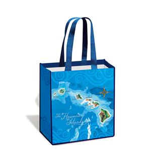 Island Tote, Hawaii Map - Blue