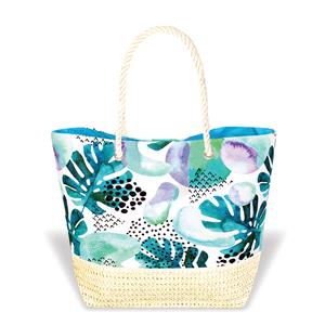 Tropical Straw Totes, Midnight Monstera