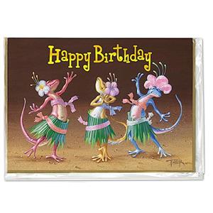 Happy Birthday Card, Twister Tie Hula