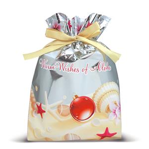 Foil D/S Gift Bag 3-pk SM, Holiday Seashells