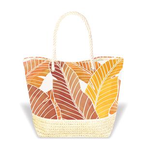 Tropical Straw Totes, Tropical Leaves - Brown