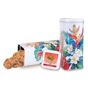 Hawaiian Tea Cookie Tin, Chocolate Chip Macadamia Nut Cookies